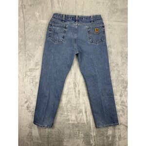 Carhartt Men's 38x31 Relaxed Fit Blue denim Jeans B480 DVB workwear work